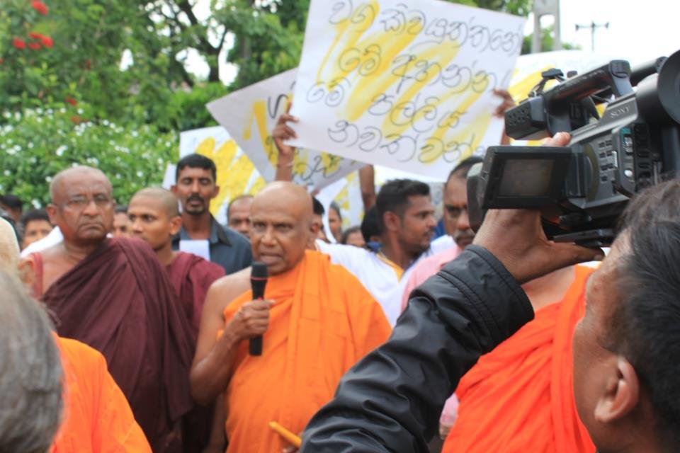 monks protest against masjid